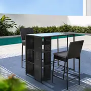 2 Seater Gardeon 3PCS Outdoor Bar Set Table and Stools Chairs Bistro Set Dining Wicker Patio Furniture