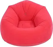 Inflatable Lounger Air Sofa, Flocking PVC Inflatable Couch Portable Folding Blow Up Sofa Inflatable Chair, Lazy Couch for Living Room Bedroom Balcony Office Camping Travel (Red)