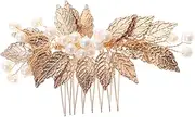 TOVINANNA Elegant Gold Hair Accessories Leaf Designed Comb for Brides Stylish Wedding Hair Comb for Special Events