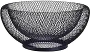 Metal Fruit Basket Mesh Fruit Bowl for Kitchen Counter - 12" Black Decorative Table Centerpiece Stand Round Home Decor (Mesh 12")