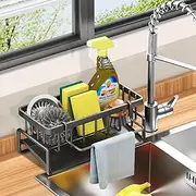 GalvaPcth Kitchen Sink Caddy,2 Tier Dish Drying Rack for Kitchen Counter, Dish Racks with Drainboard Set,Kitchen Organiser for Kitchen Counter,for Kitchen Storage and Organisation