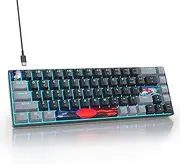 surmen 60% Wired Mechanical Gaming Keyboard, 68 Keys Backlit Ultra-Compact Mini Office Keyboard with Red Switch for PC/Mac Gamer, Typist (68 Dark)