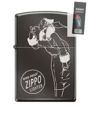 Zippo 82318 Windy Varga windproof vintage classic black ice Lighter + FLINT PACK