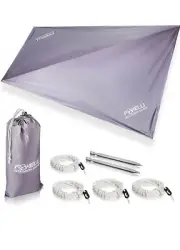 Foxelli Rain Tarp – Lightweight, Portable, Waterproof 12' Camping Tarp, Easy G6