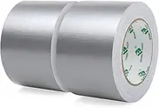 Heavy Duty 75mmx30M Sliver Duct Tape, Multi-Use Easy Tear Gaffer Waterproof Cloth Tape for Repairing, Maintenance and Industrial Use, 2.95 Inch x 32.8Yards, 7.5mil Thick, 2 Rolls, BOMEI PACK