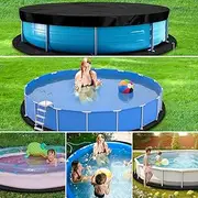 Mindsoft Round Pool Cover and Pool Liner Pad Set Solar Covers for Above Ground Pools with Drawstring and Hook and Loop Fastener, Liner Pad with Windproof Strap, Ground Nails, Drawstring(15 ft)