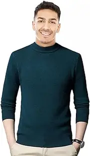 [Generic] Turtleneck Sweater Men | Half Turtleneck Pullover Long Sleeve - Casual Basic Knitted Thermal Sweater Slim Fit Soft Pullover Dark Green