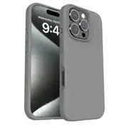 Premium Silicone Phone Case For iPhone 15 Pro Max Shockproof Microfiber Lining - Grey