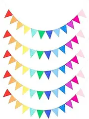 LOVENJOY 5 Assembled Felt Rainbow Banner Garlands, Colorful Pennant Buntings for Classroom or Birthday Party Decoration
