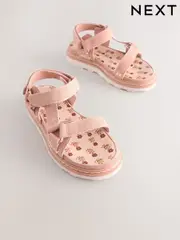 Dusky Pink Suede Trekker Touch Fastening Sandals (E90542) | $25 - $32