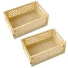 Mini Plastic Basket Mini Foldable Desk Crates Storage Box Stackable Table Basket