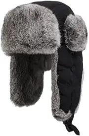 [通用] Hat Rus EMen's Earmuffs and Hats Warm Hat Cold Proof Locomotive Cap Ski Cap Men's Warm Hat Warm Hat for Men and Women Waterproof (L-59.5cm, Black)