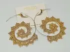 Amrita Singh Gold Tone Threader Fashion Hoop Earrings Spiral Detail Stunning NEW