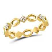 14k Yellow Gold Round Diamond Stackable Band Ring 1/8 Cttw