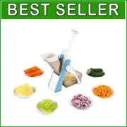 Light Blue Mandoline Slicer - Versatile Veggie Cutter with Safety Lock Mechanism