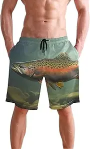 [XYMZR] Trout Closeup Underwater Men's Swim Trunks Quick-Dry Bathing Suit Swimming Board Shorts S