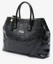 TERRIDA Embossed Blunt Bag Tote Handbag Real Calf Leather Handmade in Italy