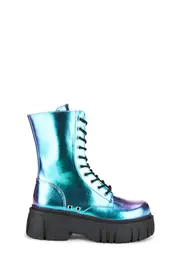 [Current Mood] Everyone's A Critic Combat Boots - Blue Metallic