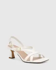 Kirby White Leather Strappy Heel