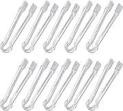 OJIOUI Plastic Buffet Serving Tongs Clear Kitchen Tongs Mini Serving Utensil Tongs for Food Ice Salad Buffet Barbecue Cookies (10, Clear)