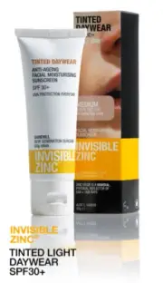 NEW Invisible Zinc Anti Ageing Facial Moisturising Sunscreen SPF 30+ Tinted Medi