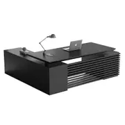 Modern Furniture PHOENIX Black Executive Desk with Right Return - Black Concrete