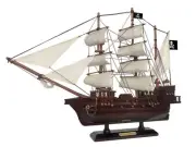 Wooden Caribbean Pirate White Sails Model Ship 20"