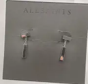 All Saints Silver Plated Horizontal& Vertical Bars Dangle Drop Post Earrings
