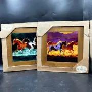 Cypress Home Ceramic Trivets Set of 2 Horses 8in x 8in