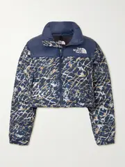 [The North Face] The North Face - Nuptse Reversible Cropped Embroidered Quilted Shell Down Jacket - Blue - large large Blue