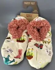 Lazy One Love My Bed Slippers Women's (7-9) L/XL Floral Garden Cottagecore NWT