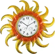 HOBYLUBY Large Outdoor Clock Silent Non-Ticking, Sun Outdoor Wall Clock with Thermometer & Hygrometer Combo Outside Clock for Patio, Home Decorations(Yellow)