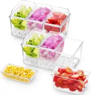 Condiment Caddy with 5 Containers (2.5 Cup) and Serving Tray Platter