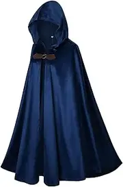 LMYOVE Men Hooded Cloak, Adult Medieval Renaissance Costume with Hood, Velvet Cape Halloween Dress Up