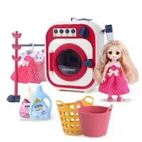 在飛比找momo購物網優惠-【孩子國】聲光仿真可加水電動滾筒式迷你洗衣機 /家家酒玩具(