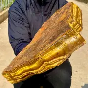 14.9LB Large Golden Tiger'S Eye Rock Quartz Crystal Mineral Specimen Metaphysics