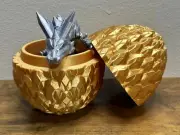Large 24” Silver Crystal Dragon W/ Golden Egg Articulating Fidget Toy