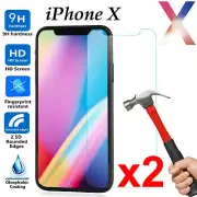 2 pieces Tempered Glass 9H Guard screen protector for Apple iPhone X front