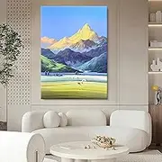 Hand-Painted Oil Painting - Sunrise Peak Grassland Scenery Texture Light Luxury Painting Large Size Sofa Hanging Painting,On Canvas Wall Art for Living Room Bedroom Home Stairway Decor,As Shown,100