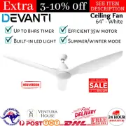 Devanti 64'' DC Motor Ceiling Fan With Light LED Fans 3 Blades Remote Control