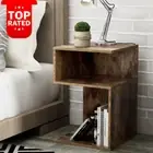 Bedside Table Nightstand S Shaped Side Storage Shelf Bedroom Living Room Oak