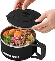 Microwave Ramen Bowl | 1200ml Ramen Cooker Soup Mug - Japanese Ramen Bowl, Stainless Steel Noodle Cooker, Portable Bowl for Home, Offices, Dorm Room Jmedic