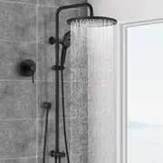ACA 10" Round Shower Head With Mixer Tap Set 3-MODE Handheld Sliding Height Rail Diverter Black