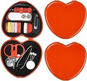 Rimoev 2 Pack Mini Travel Sewing Kit, Heart-Shaped Portable Sewing Box, Ideal for Emergency Repairs, Crafting, and Gifting