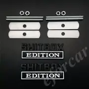2pcs Metal Black SHITBOX EDITION Truck Car Front Grille Emblems Badge Sticker