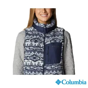 【Columbia 哥倫比亞 官方旗艦】女款- Omni-Shield 防潑抗污刷毛背心-藍色花紋(UXR09680BJ / 2022年秋冬)