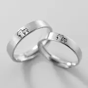 Couple Matching Cat Embossed Alloy Open Ring (Various Designs) J573 - Women - Silver - One Size