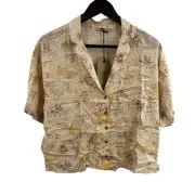 PrAna Iguala Short Sleeve Button Front Top Outdoor Theme New Large
