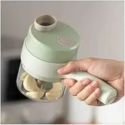 4 in 1 Handheld Electric Vegetable Cutter Set, USB Rechargeable, Wireless Food Processor, Multifunction Vegetable Fruit Slicer, for Garlic Pepper Chili Onion Celery Ginger Meat