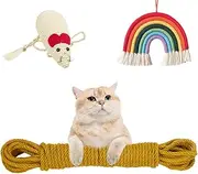 CRASPIR 6mm 164Ft/50M Jute Rope Strong Cat Scratching Post Cord Heavy Duty Thick Natural Macrame Twine String Ginger Yellow for Artworks Crafts DIY Garden Plants Hanging Bundling Repairing Gift Pack